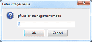 Enter '1' in mode dialog box
